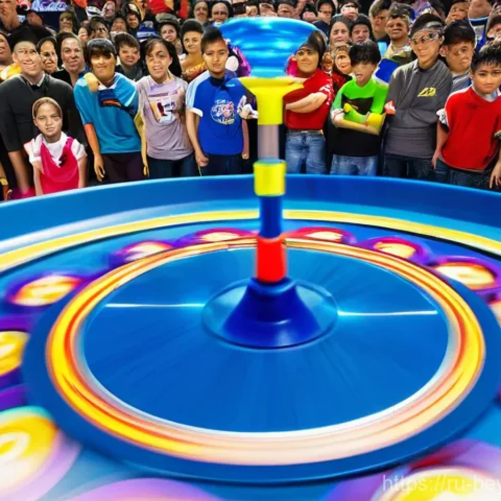 베이블레이드 한국에서의 인기 비결 - **Prompt 1: Enthusiastic Adult Beyblade Tournament**
    "A dynamic, wide-angle shot of a diverse gr...