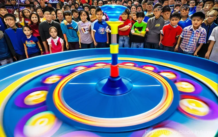 베이블레이드 한국에서의 인기 비결 - **Prompt 1: Enthusiastic Adult Beyblade Tournament**
    "A dynamic, wide-angle shot of a diverse gr...
