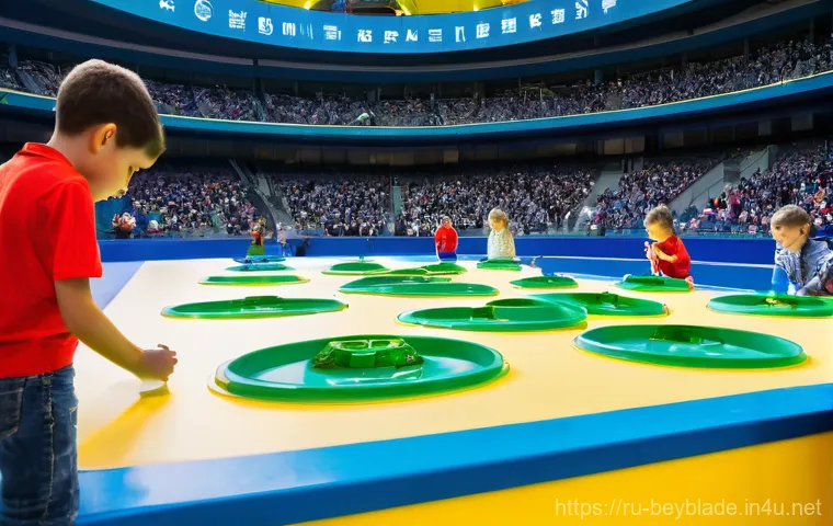 베이블레이드와 친환경 소재 사용 논의 - **Prompt 1: Eco-Friendly Beyblade Tournament**
    A group of diverse Russian children, aged 8-12, a...