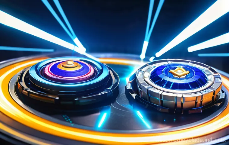 베이블레이드 첫 출시 연도 - **Prompt:** A vibrant, nostalgic scene from a Beyblade tournament of the late 1990s or early 2000s. ...